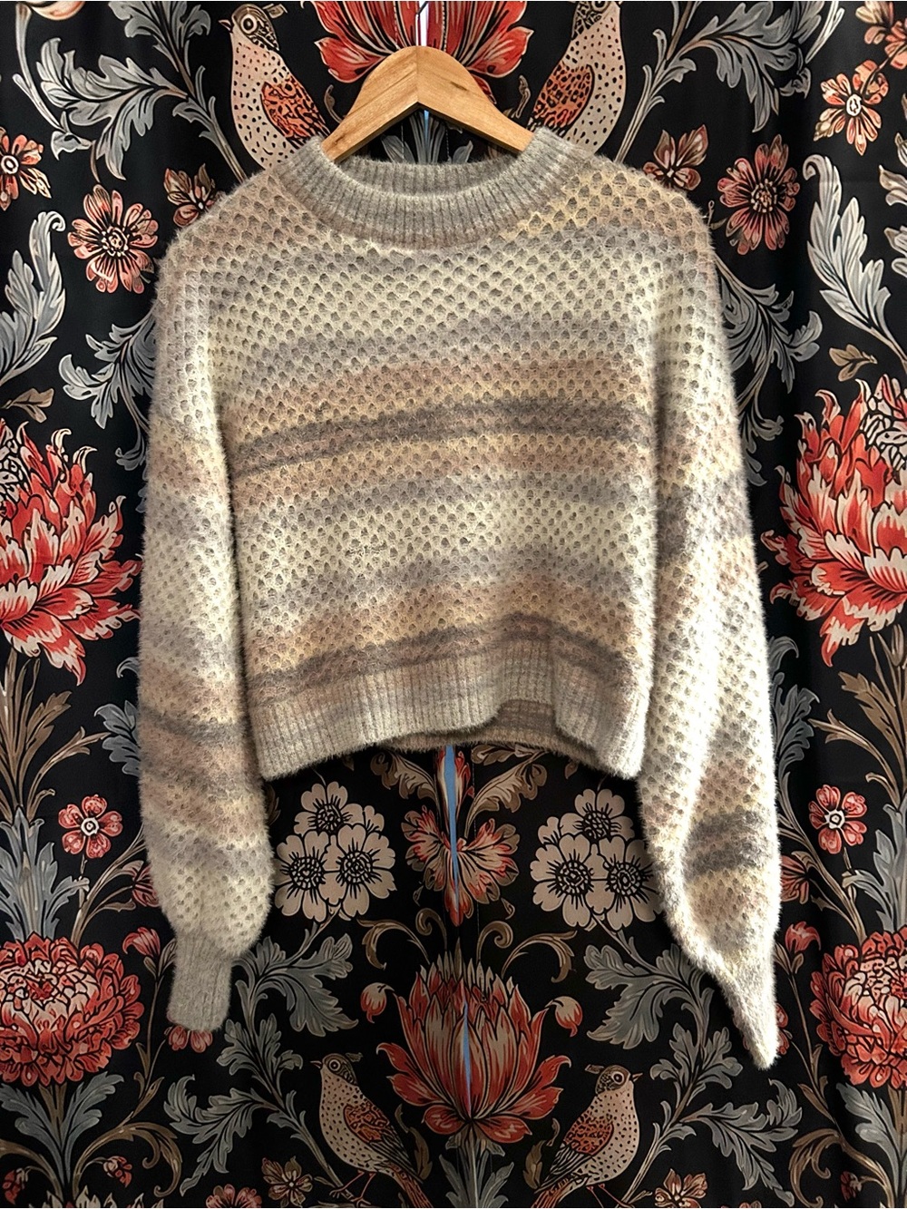 Forever 21 Cozy Fuzzy Cropped Crewneck Sweater w/ Neutral Striped make an offer!